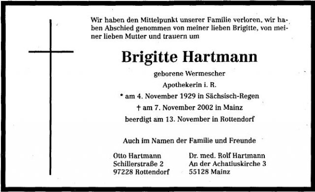Wermescher Brigitte 1929-2002 Todesanzeige